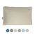 A rectangular, cream Pillowtex Dream in Color down-alternative pillow by Pillowtex is centered on white; below it, six circular swatches display available colors: blue, gray, cream, beige, light blue, and lavender. Final Sale.