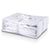 A neatly folded Delilah Home Organic Cotton Sheet Set with patterned edge detailing, made from GOTS certified organic cotton sheets, tied with a ribbon, isolated on a white background, suggesting a fresh and clean product.